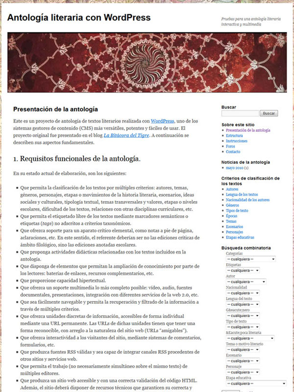 Antología literaria con WordPress