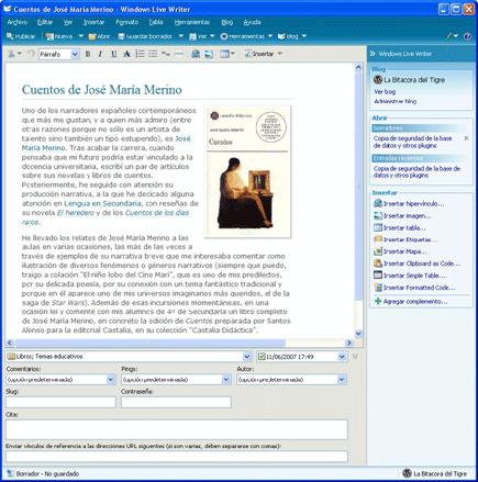 Figura 28: vista previa de una entrada en Windows Live Writer